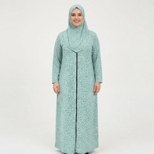 Maysam Hac Umre Hediyelik Pratik Namaz Elbisesi - Mint Yeşili Çiçek Desenli Fermuarlı Tek Parça Tesettür Namazlık
