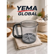 Yema Global Un Eleği Otomatik Basmalı Saplı Ince Gözenekli Pratik Un Eleme Süzgeci Mutfak ve Pastacılık Eleği