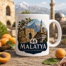 Ajans 313 Malatya Temalı 44 Plaka Kayısının Başkenti Tarihi Silüet Tasarımlı Seramik Kupa Bardak