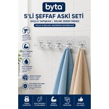 5'li Şeffaf Kendinden Yapışkanlı Duvar Askısı Delmeden Montaj Güçlü Yapışkanlı Banyo Mutfak Havlu Askılığı