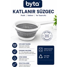 Ak 804 Katlanabilir Saplı Mutfak Süzgeci | Makarna, Sebze ve Meyve Yıkama Süzgeci | Yer Tasarruflu Katlanır Kevgir