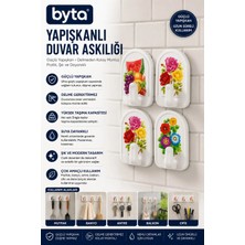 4'lü Desenli Yapışkanlı Duvar Askılığı – Delmeden Montaj Güçlü Yapışkanlı Çok Amaçlı Kanca | Mutfak, Banyo, Antre ve Ofis Için