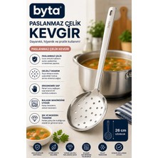 Paslanmaz Çelik Kevgir 26 cm – Delikli Süzgeç Servis Kaşığı