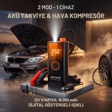 Hace Bazaar Akü Takviye Cihazı ve Lastik Şişirme Pompası – Powerbank Özellikli, Dijital Ekranlı Sos Fen