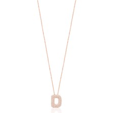 Emiliano Jewellery Zirkon Taşlı Altın Kaplamalı D Harfi Gümüş Kolye