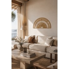 Naturel Dekor Doğal Rattan Yelpaze Tasarım Duvar Dekoru, Duvar Süsü 59X30 Cm, Iskandinav, Modern, Bohem