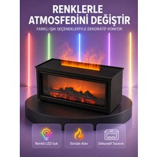 Şömine Görünümlü Hava Nemlendirici Renkli LED Işıklı Aroma Difüzörü - Lisinya