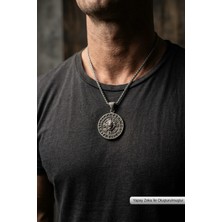 Begondio Aslanlı Vegvisir Pusula El İşçiliği Paslanmaz Çelik Zincir Erkek Kolye