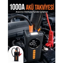 Taşınabilir Araç Acil Durum Cihazı 1000A Akü Takviye Hava Kompresörü Dijital Lastik Şişirme Pompası - Lisinya