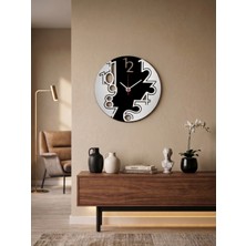 AA Ahşap Ahşap Duvar Saati Modern Geometrik Çift Renkli Mdf Salon ve Ofis Saati 40X40