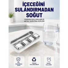 İlk El Grup Paslanmaz Çelikten Üretilmiş Metal Buz Küpü Seti ve Buz Klipsi