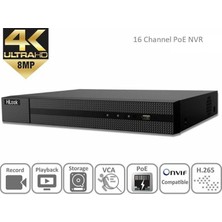 Hilook Hılook NVR-216MH-C/16P 16 Kanal 16 Port Poe 8mp 4K 2xhdd Nvr Kayıt Cihazı