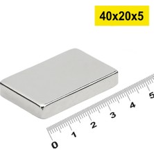 50 Adet 40X20X5MM Neodyum Magnet Güçlü N35 Mıknatıs Köşeli Nikel Kaplama ( Lisinya )