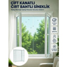Çift Kanatlı Cırt Bantlı Pencere Sinekliği Kolay Montajlı Beyaz File