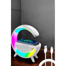 Bluetooth Hoparlör 15W Kablosuz Hızlı Şarj LED Gece Lambası