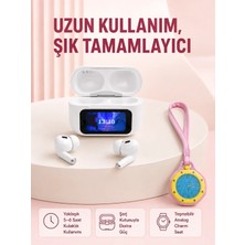 Ekranlı Kablosuz Kulaklık ve Pembe Çanta Charm Saat Kampanya Seti