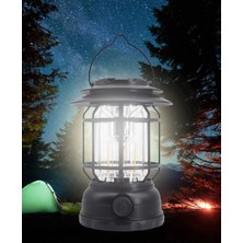 USB Şarjlı LED Kamp Lambası - Bluetooth Müzik Çalar, El Feneri ve Cep Telefonu Şarj Cihazı ( Lisinya )