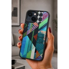 BG AKSESUAR iPhone 15 Plus Uyumlu Patchwork Desenli Kamera Korumalı Darbelere Dayanıklı Kılıf