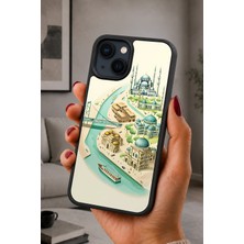 BG AKSESUAR iPhone 15 Uyumlu Istanbul Desenli Kamera Korumalı Darbelere Dayanıklı Kılıf