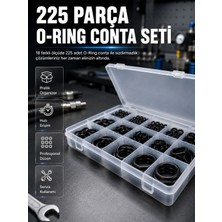 225 Parça O-Ring Conta Seti 18 Farklı Ölçü Kauçuk Sızdırmazlık Conta Organizer Kutulu - Lisinya
