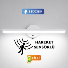 Hili Gold Sensörlü Yapışkanlı Kablosuz Pilli Gün Işığı LED Aplik