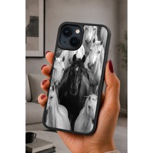 BG AKSESUAR iPhone 13 Mini Uyumlu Siyahbeyaz Desenli Kamera Korumalı Darbelere Dayanıklı Kılıf