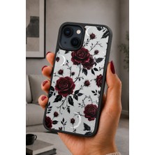 BG AKSESUAR iPhone 15 Uyumlu Gül Desenli Kamera Korumalı Darbelere Dayanıklı Kılıf