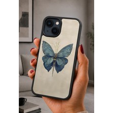 BG AKSESUAR iPhone 15 Uyumlu Mavikelebek Desenli Kamera Korumalı Darbelere Dayanıklı Kılıf