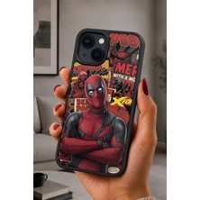 BG AKSESUAR iPhone 14 Plus Uyumlu Deadpool Desenli Kamera Korumalı Darbelere Dayanıklı Kılıf