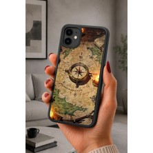 BG AKSESUAR iPhone 11 Uyumlu Harita Desenli Kamera Korumalı Darbelere Dayanıklı Kılıf