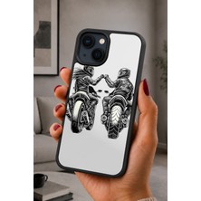 BG AKSESUAR iPhone 15 Uyumlu Motorcuçift Desenli Kamera Korumalı Darbelere Dayanıklı Kılıf