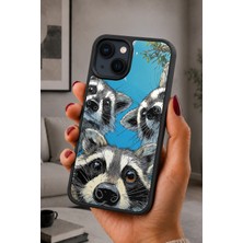 BG AKSESUAR iPhone 15 Plus Uyumlu Rakun Desenli Kamera Korumalı Darbelere Dayanıklı Kılıf