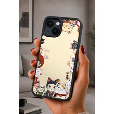 BG AKSESUAR iPhone 15 Plus Uyumlu Manekineko Desenli Kamera Korumalı Darbelere Dayanıklı Kılıf