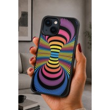 BG AKSESUAR iPhone 15 Plus Uyumlu Optikillüzyon Desenli Kamera Korumalı Darbelere Dayanıklı Kılıf