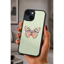 BG AKSESUAR iPhone 15 Plus Uyumlu Butterfly Desenli Kamera Korumalı Darbelere Dayanıklı Kılıf