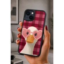 BG AKSESUAR iPhone 15 Uyumlu Gözlüklüördek Desenli Kamera Korumalı Darbelere Dayanıklı Kılıf