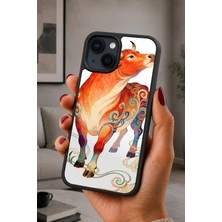 BG AKSESUAR iPhone 15 Uyumlu Öküz Desenli Kamera Korumalı Darbelere Dayanıklı Kılıf