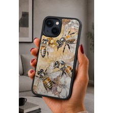 BG AKSESUAR iPhone 15 Uyumlu Arılar Desenli Kamera Korumalı Darbelere Dayanıklı Kılıf