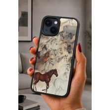 BG AKSESUAR iPhone 15 Plus Uyumlu Atlar Desenli Kamera Korumalı Darbelere Dayanıklı Kılıf