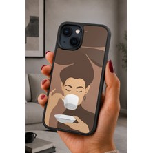 BG AKSESUAR iPhone 14 Plus Uyumlu Kahvekadın Desenli Kamera Korumalı Darbelere Dayanıklı Kılıf