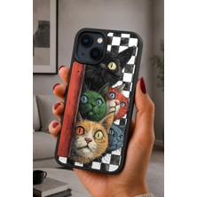 BG AKSESUAR iPhone 14 Plus Uyumlu Kediler Desenli Kamera Korumalı Darbelere Dayanıklı Kılıf