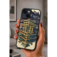 BG AKSESUAR iPhone 14 Plus Uyumlu Pagoda Desenli Kamera Korumalı Darbelere Dayanıklı Kılıf
