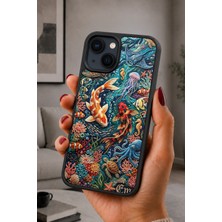 BG AKSESUAR iPhone 14 Plus Uyumlu Mercan Desenli Kamera Korumalı Darbelere Dayanıklı Kılıf