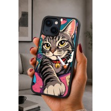 BG AKSESUAR iPhone 14 Plus Uyumlu Kedi Desenli Kamera Korumalı Darbelere Dayanıklı Kılıf