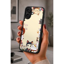 BG AKSESUAR iPhone 16 Plus Uyumlu Manekineko Desenli Kamera Korumalı Darbelere Dayanıklı Kılıf