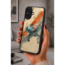 BG AKSESUAR iPhone 16 Plus Uyumlu Biplan Desenli Kamera Korumalı Darbelere Dayanıklı Kılıf
