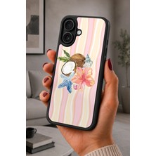 BG AKSESUAR iPhone 16 Uyumlu Hindistancevizi Desenli Kamera Korumalı Darbelere Dayanıklı Kılıf