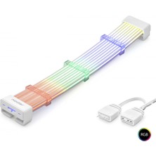 Hace Bazaar 2x8 Pin Argb Pcie Gpu Güç Uzatma Kablosu Bükülebilir 3 mm 44 LED Beyaz ND2802A