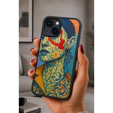 BG AKSESUAR iPhone 15 Uyumlu Çiçekliportre Desenli Kamera Korumalı Darbelere Dayanıklı Kılıf