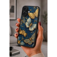 BG AKSESUAR iPhone 16 Uyumlu Kelebek Desenli Kamera Korumalı Darbelere Dayanıklı Kılıf
